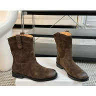 Celine Mid High Boots In Suede calfskin dark brown 1121-2024