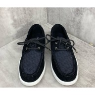 Dior Granville Boat Shoe black Suede and blue Dior Oblique Jacquard 2024