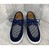 Dior Granville Boat Shoe Blue Suede and Blue Dior Oblique Jacquard 2024