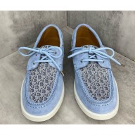 Dior Granville Boat Shoe sky blue Suede and blue Dior Oblique Jacquard 2024