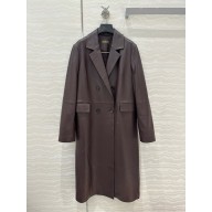 LOEWE Double breasted coat in nappa lambskin dark chocolate 2024