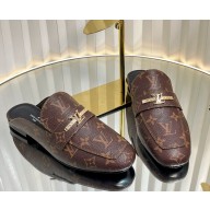 Louis Vuitton flat mules Cacao Brown Patent Monogram canvas  2025