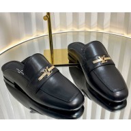Louis Vuitton lambskin flat mules black 2025