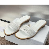 Dior Dway Heeled Slide white Calfskin and Embroidered Cotton heel 3cm 2025