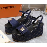 Louis Vuitton 1ACI5F Shake Flatform Sandal Dark Blue Denim heel 9cm 2025