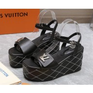 Louis Vuitton Shake Flatform Sandal black leather heel 9cm 2025