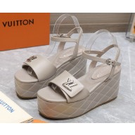 Louis Vuitton Shake Flatform Sandal grey leather heel 9cm 2025