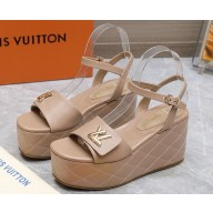 Louis Vuitton Shake Flatform Sandal beige leather heel 9cm 2025