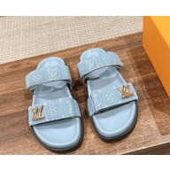 Louis Vuitton Flat denim slipper in blue  2024