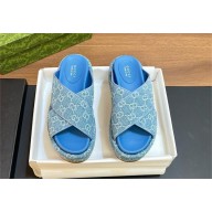 Gucci Women's GG platform slide sandal 771560 denim blue 2024
