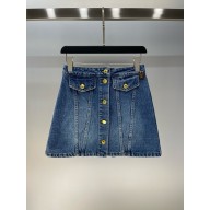LOUIS VUITTON Button Front Denim Mini Skirt 1AGOTP 2025