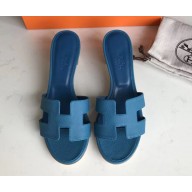 Hermes Heel 5cm Oasis Slipper Sandals in epsom Leather indigo