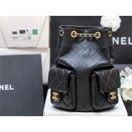 chanel black backpack in Shiny Lambskin AS5310 2025(original quality)