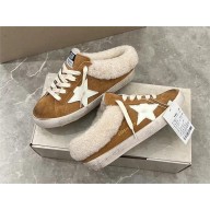 Golden Goose Ball Star Sabots in nappa with platinum star and shearling lining brown 2023