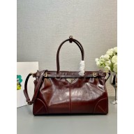 Prada Large leather handbag 1BA433 Burgundy 2024