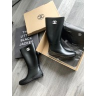 Chanel black rain boots 2020