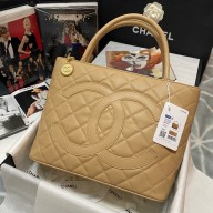 Chanel VINTAGE CC shopping tote bag in calf leather AS3036 BEIGE 2023