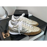 chanel metallic gold Calfskin & Suede Calfskin sneakers G45335 2023