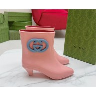 Gucci pink shiny rubber Women's Interlocking G ankle boot 2023