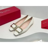 Roger Vivier Belle Vivier Metal Buckle Ballerinas in Patent Leather white 2023