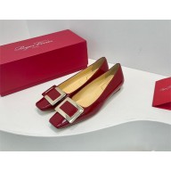 Roger Vivier Belle Vivier Metal Buckle Ballerinas in Patent Leather red 2023