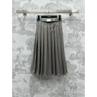 PRADA Pleated wool skirt Granite Gray spring 2024
