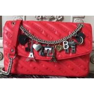 Balenciaga BB Round M Graffiti Print Bag Red 2018