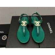 Chanel CC Thong Sandals GREEN 2023