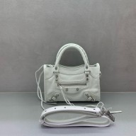BALENCIAGA Le City Bag mini in white calfskin with silver hardware 2025