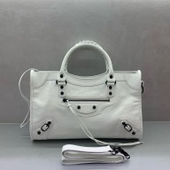 BALENCIAGA Le City Bag Medium in white calfskin with black hardware 2025