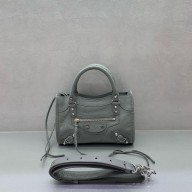 BALENCIAGA Le City Bag mini in gray calfskin with silver hardware 2025