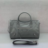 BALENCIAGA Le City Bag Medium in gray calfskin with silver hardware 2025