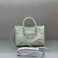 BALENCIAGA Le City Bag small in white calfskin with silver hardware 2025