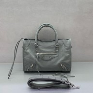 BALENCIAGA Le City Bag small in gray calfskin with silver hardware 2025