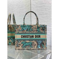 Dior Medium Book Tote Bag in Aquamarina Toile de Jouy Sauvage Embroidery 2024