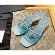 Prada Heel 6.5cm Plexiglas and patent leather sandals blue 2022