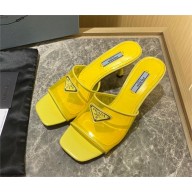 Prada Heel 6.5cm Plexiglas and patent leather sandals yellow 2022