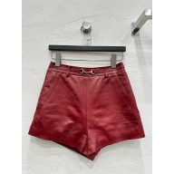 Gucci Rosso Ancora red leather shorts with Horsebit 2024