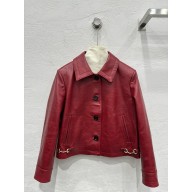 Gucci Rosso Ancora red leather jacket with Horsebit 2024