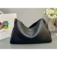Prada Aimée large leather shoulder bag 1Bc228 black 2024