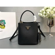 Prada SMALL Saffiano Leather Panier Bag 1BA217 BLACK 2024