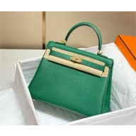 Hermes Kelly 25 Bag In togo Leather VERT VERTIGO with gold hardware