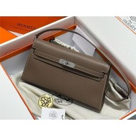 Hermes Kelly Elan Bag In epsom Leather elephant gray with silver hardware