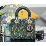 dior small Lady Dior Bag in Black Calfskin with Multicolor beads 2024
