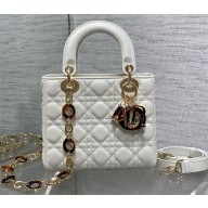 dior small Lady Dior Bag in white Cannage Lambskin with O-link chain 2024