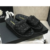 Chanel CC LOGO QUILTING SHEEPSKIN MULES BLACK 2023SS