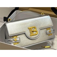 balmain b-buzz 24 shoulder bag in smooth leather silver 2024