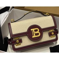 balmain b-buzz 24 shoulder bag in canvas and leather brown 2024