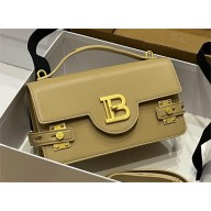 balmain b-buzz 24 shoulder bag in smooth leather beige 2024
