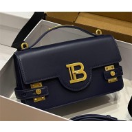 balmain b-buzz 24 shoulder bag in smooth leather navy blue 2024